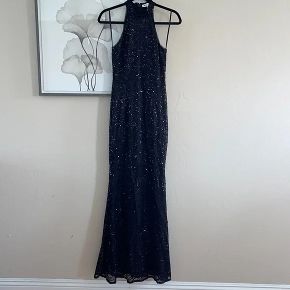 backless black maxi dress formal 'Francesca' Backless Cutout Evening Gown-Black